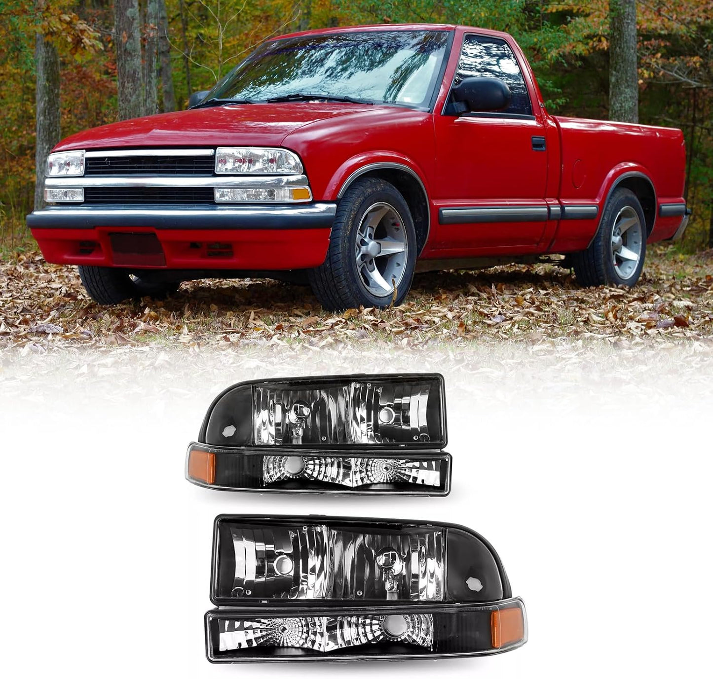 Set faros delanteros comp Chevy S10/Blazer negro ambar