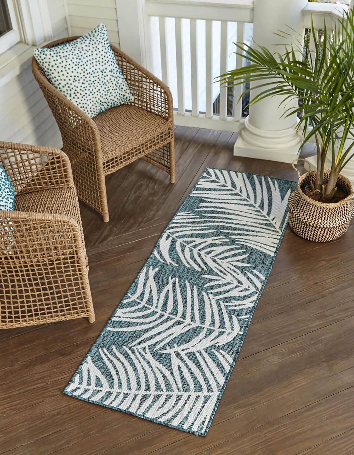 Tapete colección Outdoor palmera 2x6.1ft pasillo verde