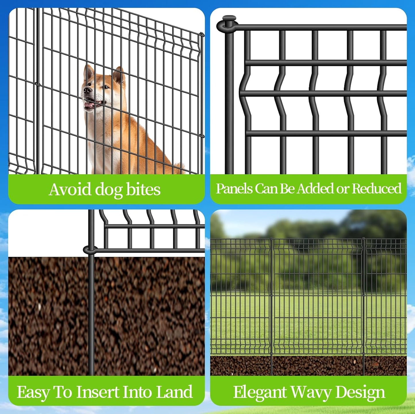 Valla decorativa para perros 44x288pulg metal con puerta