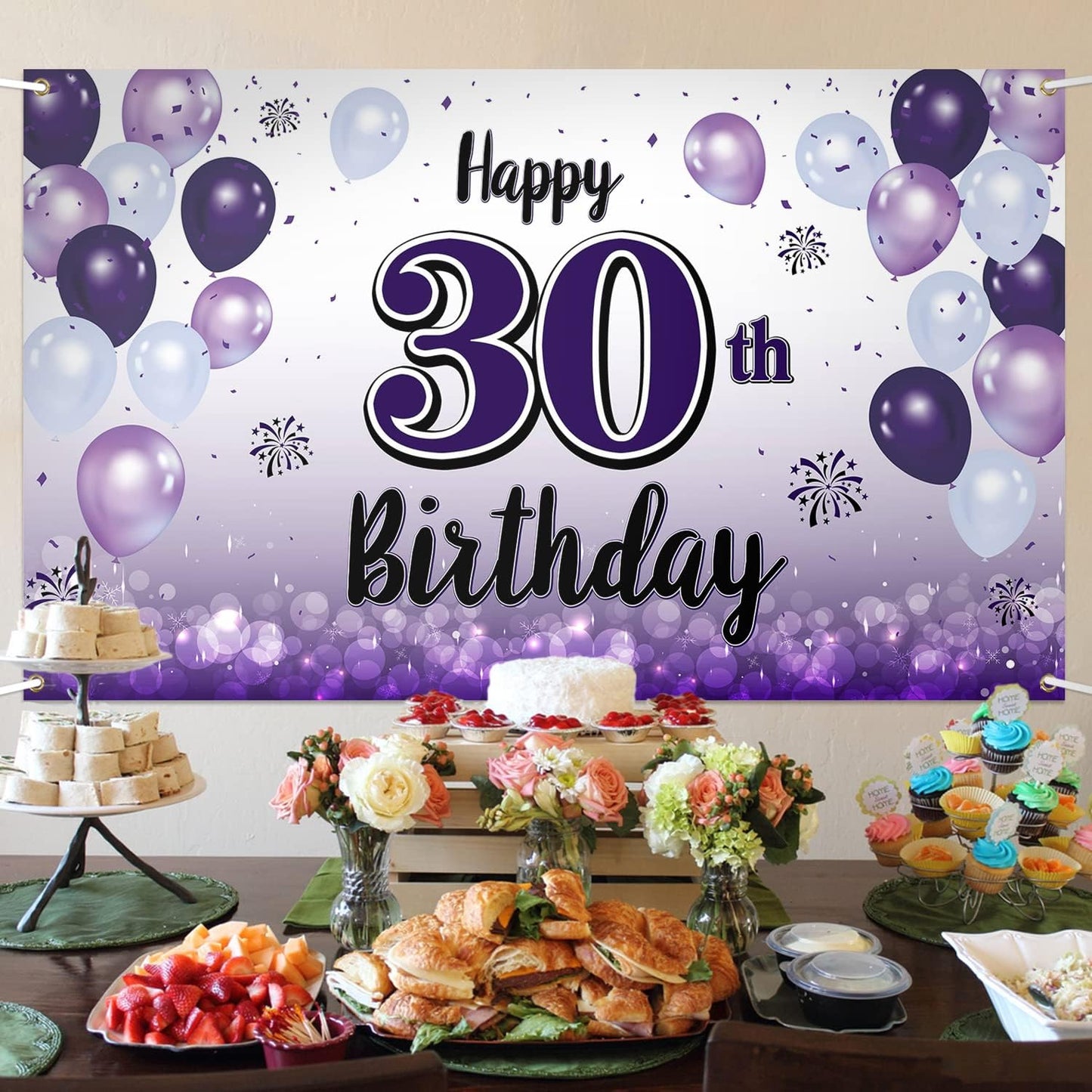 Decoración cumpleaños 30 globo morado grande