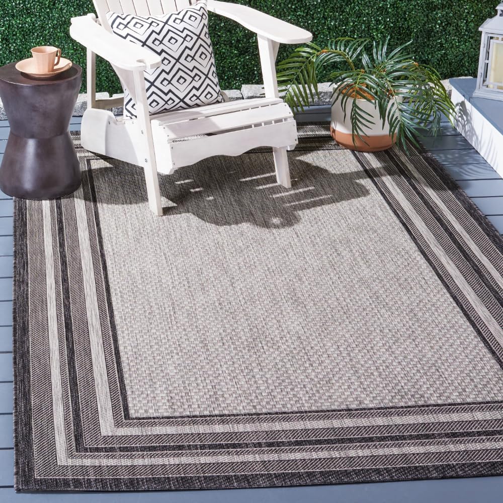 Alfombra patio 6'7x9'6 gris claro/negro impermeable