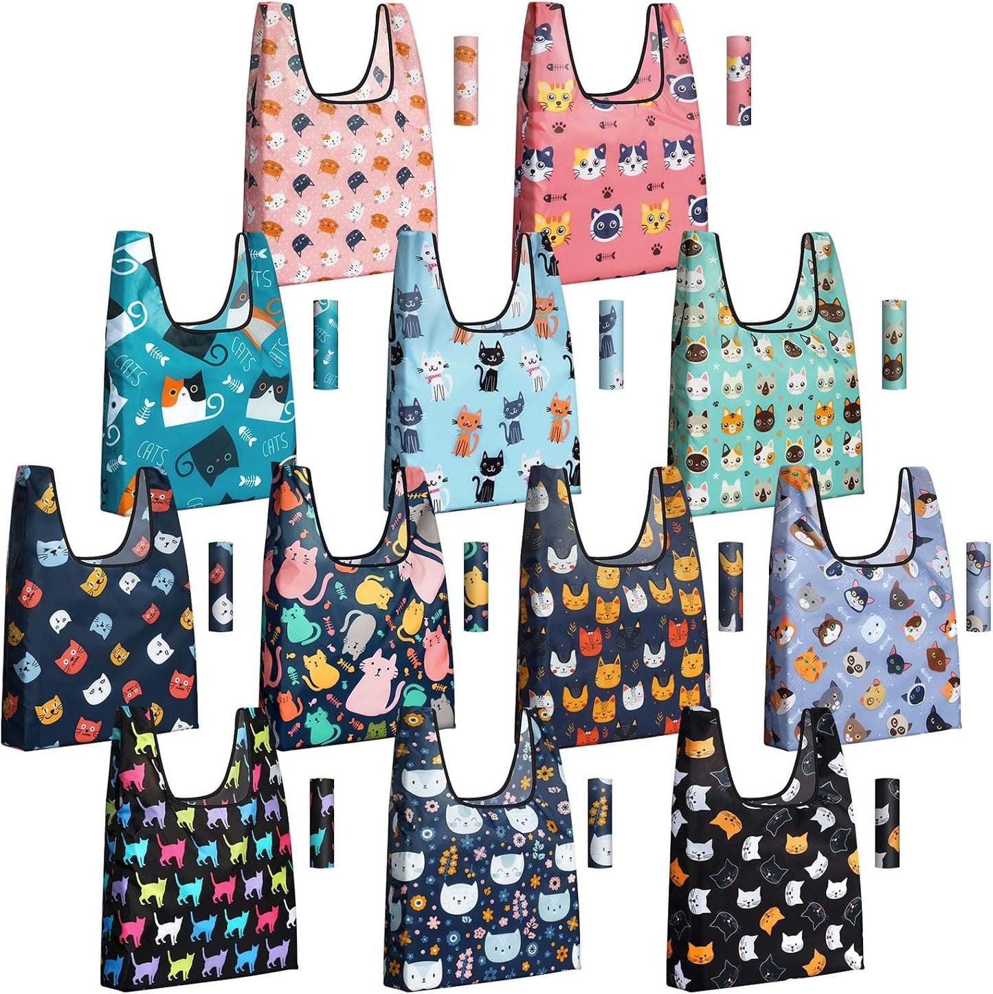 12 bolsas reutilizables plegables para mujer con asas