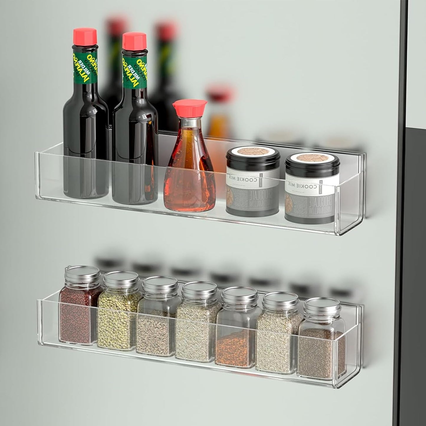 Organizador especias acrílico adhesivo para pared puerta cocina