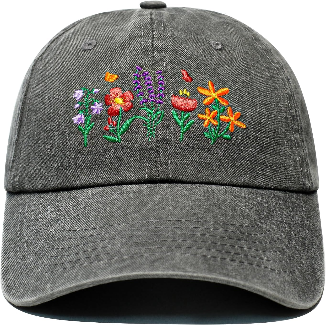 Sombrero jardín flores bordadas ajustables mujer