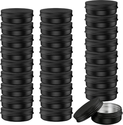Latas aluminio negro 1oz tapa rosca set 28 recargables cosméticos