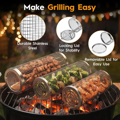 3 Cestas parrilla con ruedas para barbacoa camping
