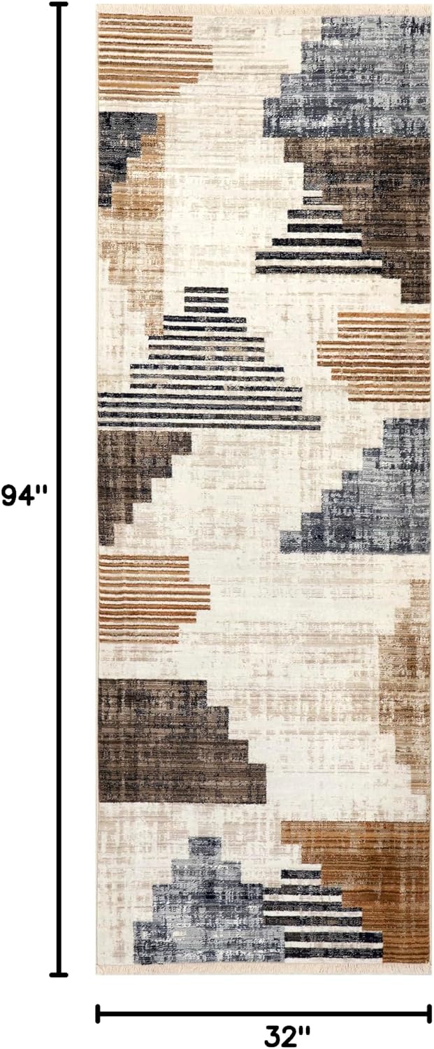 Alfombra área interiores flecos 2'8"x8' color beige