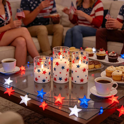 Velas LED patrióticas 4 de Julio con control remoto juego 3