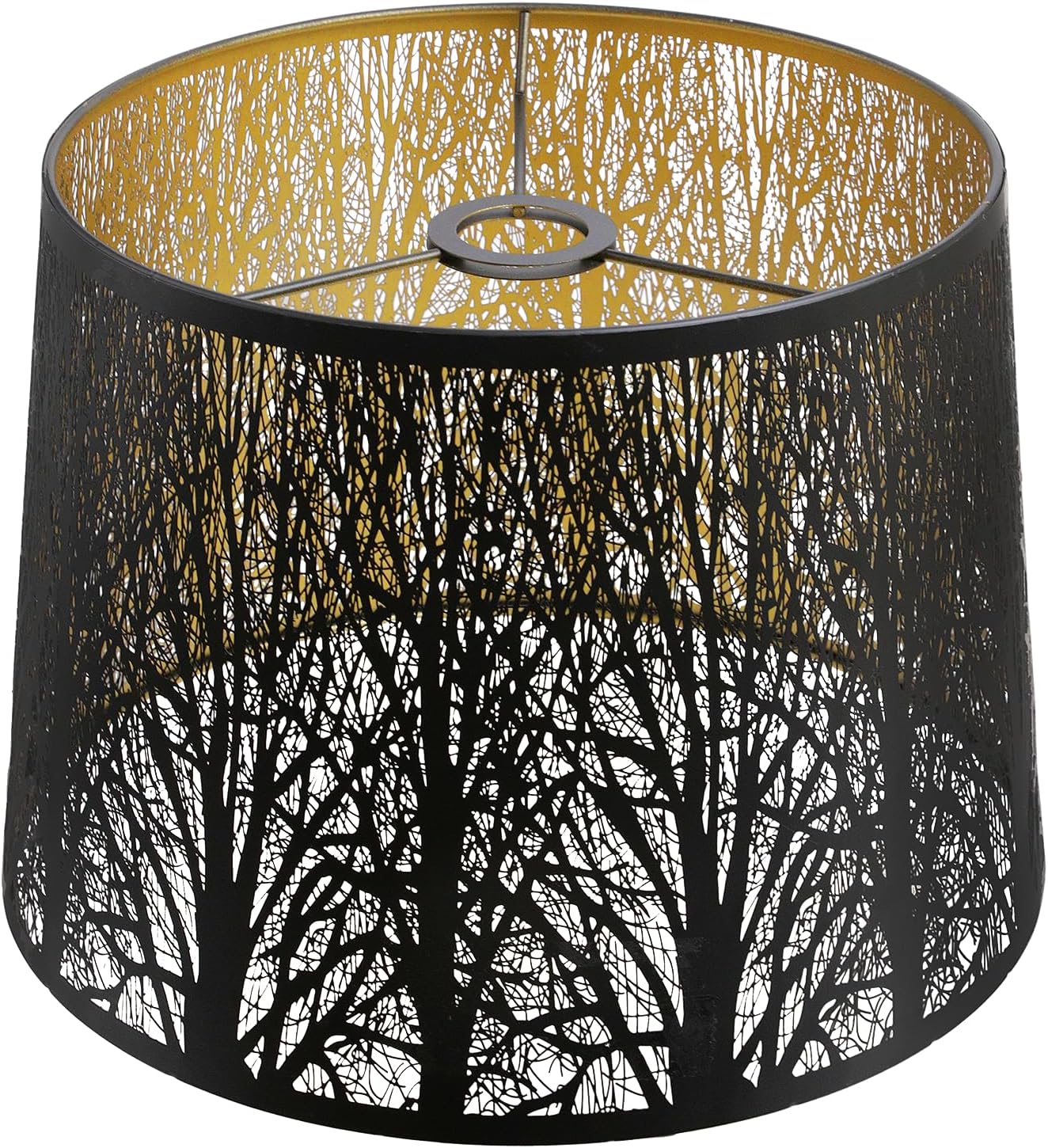 Pantalla lámpara de tambor 12x14pulg metal negro y dorado