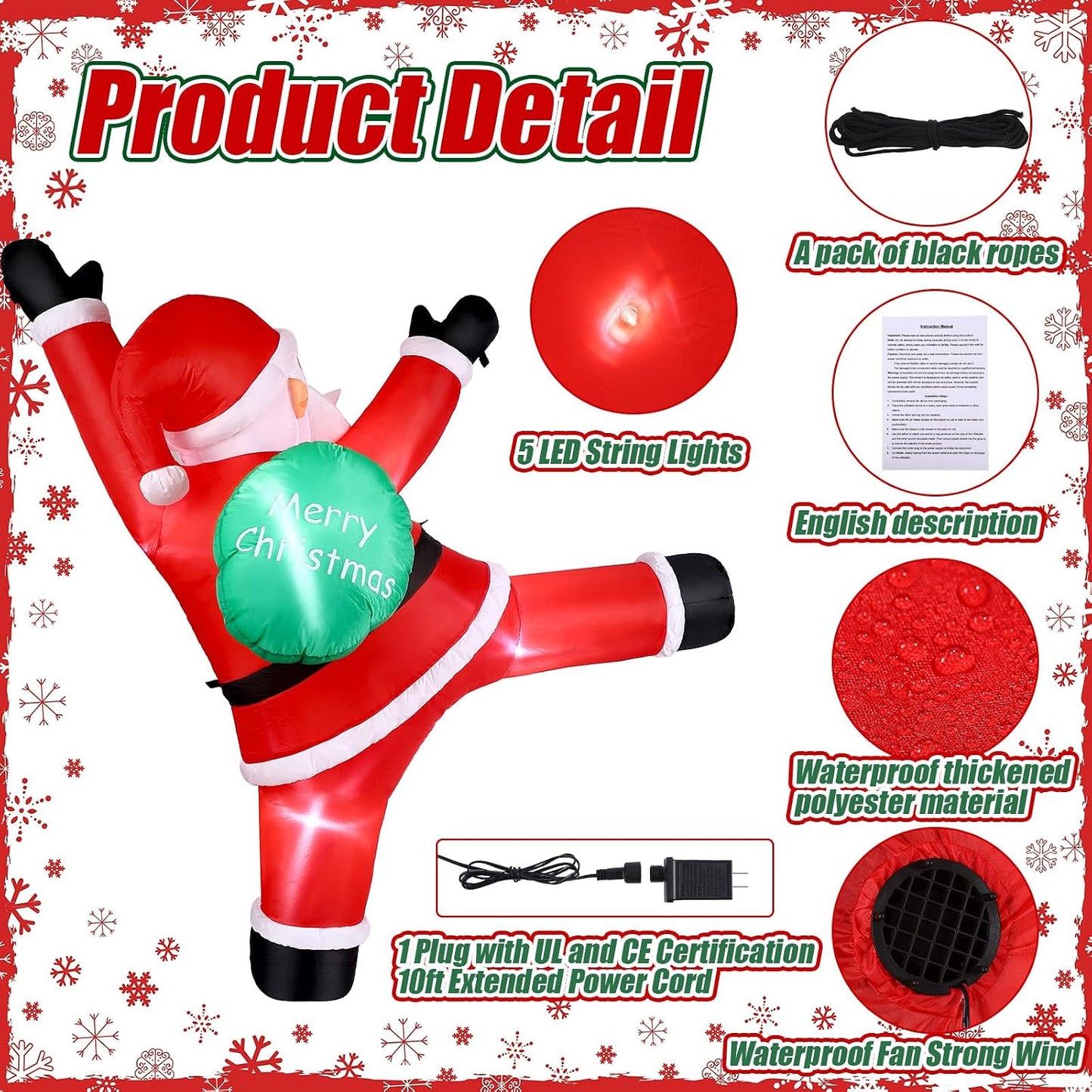 Inflable Navidad 6ft con luces LED para patio y fiesta