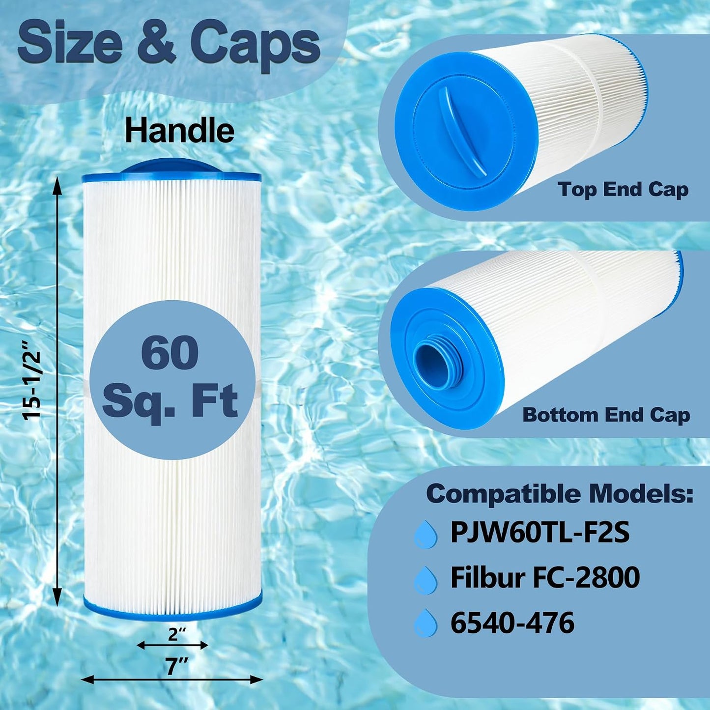 Filtro spa repuesto para j-300 j400 pjw60tl-f2s 60pies2