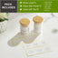 2 Dispensadores Bastoncillos Vidrio con Soporte Bambú