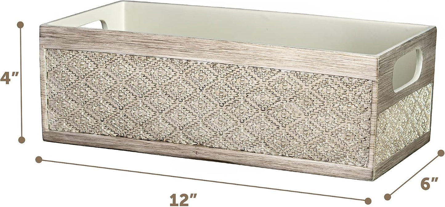 Caja decorativa baño plateada para papel higiénico