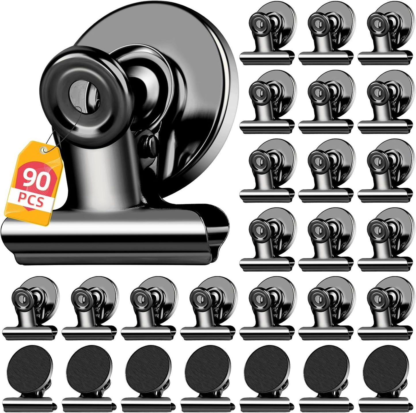 90 Clips Magnéticos Negros para Nevera Pizarra Hogar Oficina