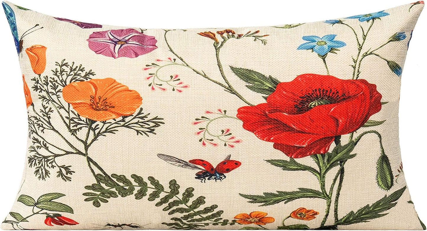 2 Pzas Fundas Almohada Lumbares 12x20" Exteriores Jardín
