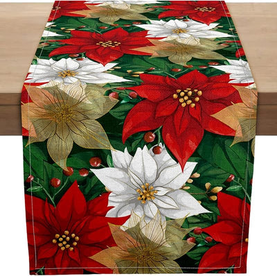 Camino mesa navidad flor pascua acebo rojo decoración hogar