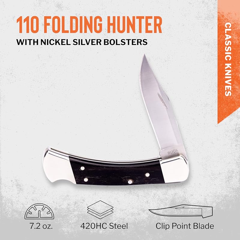 Cuchillo cazador plegable 110 hoja 3-3/4" acero inox 420HC