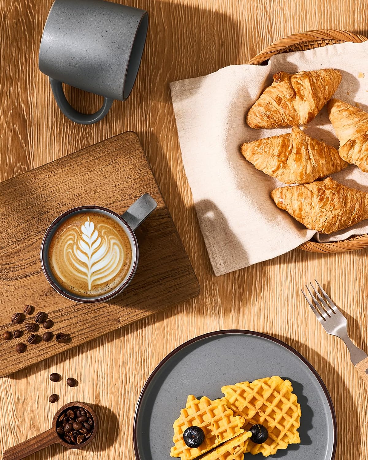 Set 6 Tazas Café 13oz Asa para Capuchino Té Caliente Gris