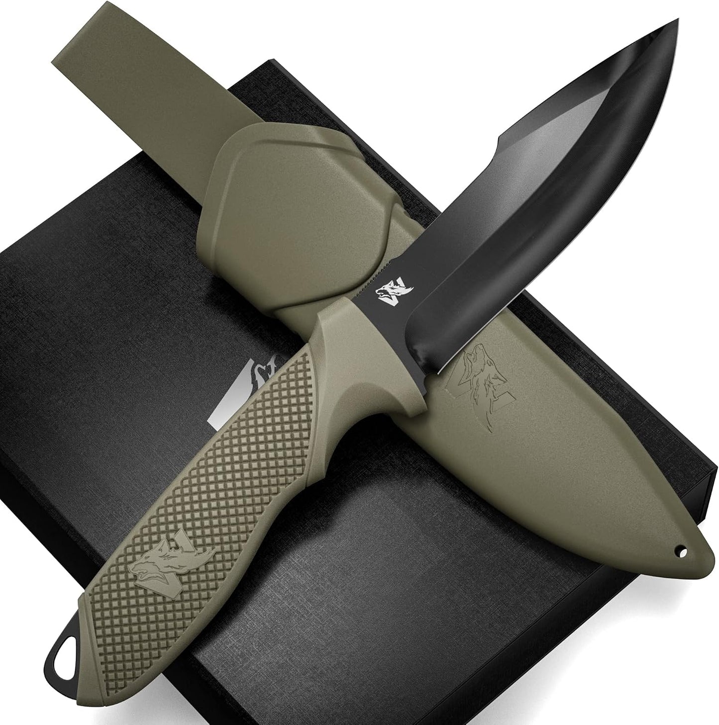 Cuchillo supervivencia espiga D2 acero funda táctica EDC