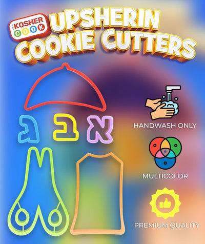 Set 6 Pzas Cortadores Galletas Kipá Tzitzit Aleph Bet Gimmel