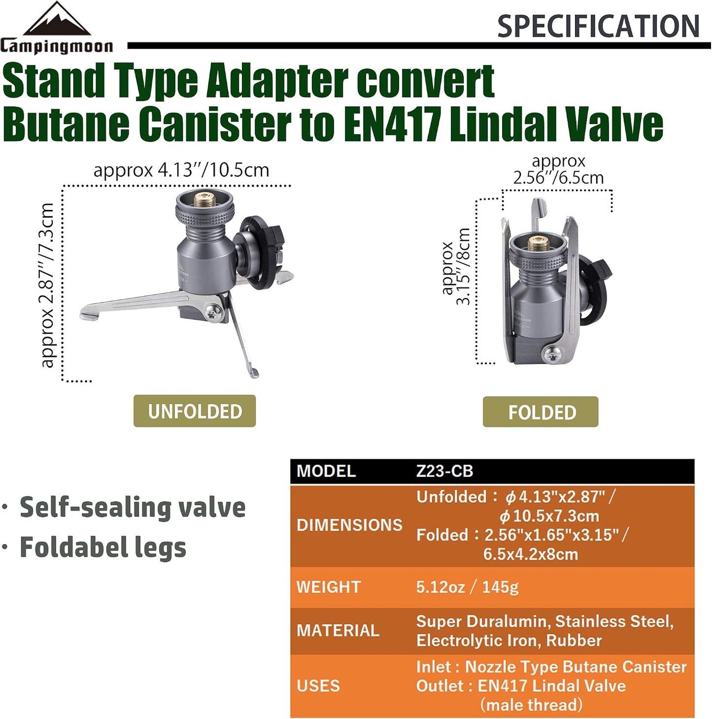 Adaptador butano para soporte EN417 Camping Gas Z23-CB
