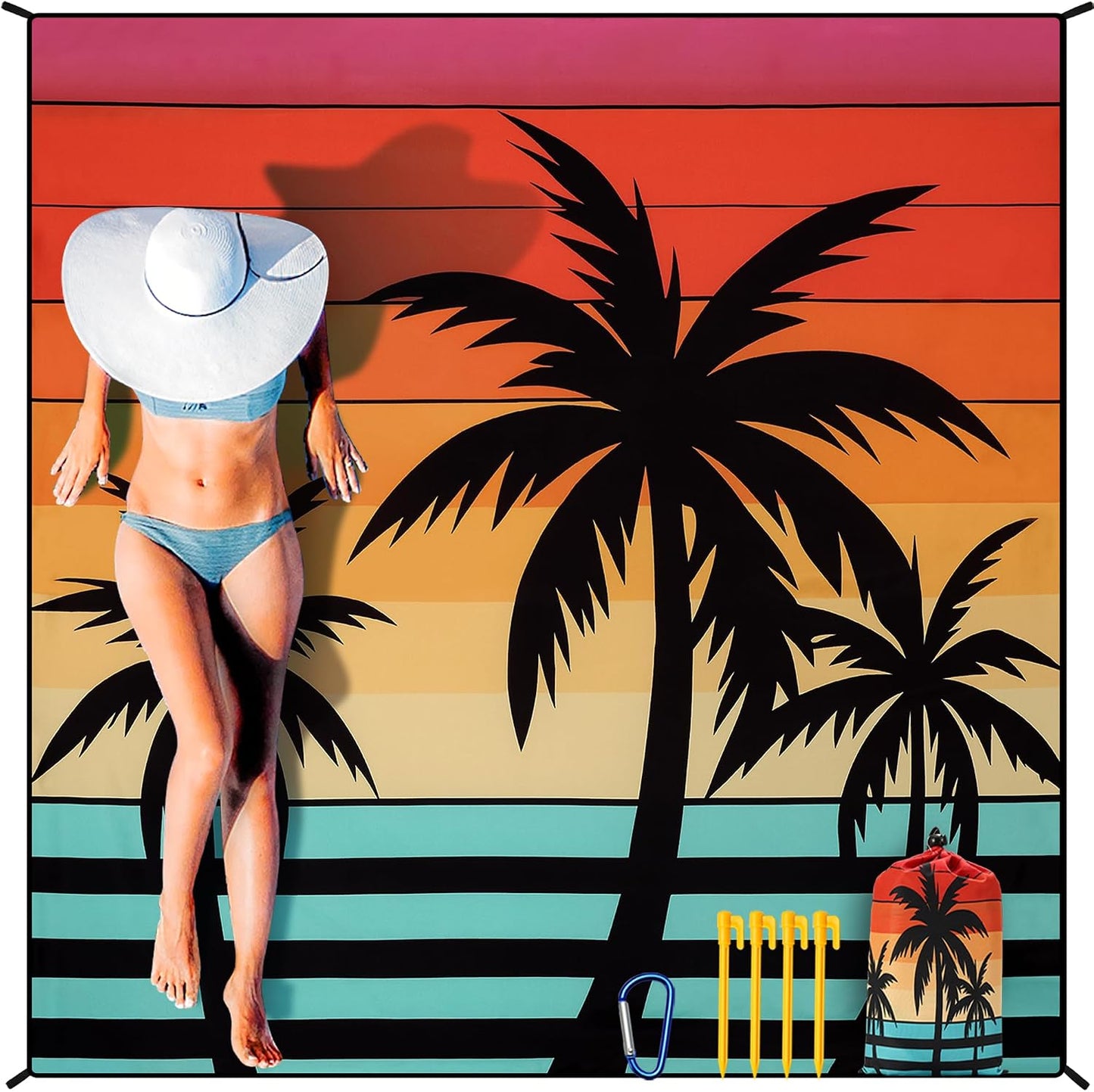 Manta playa impermeable 79x83pulg 120x108pulg para 1-8 adultos