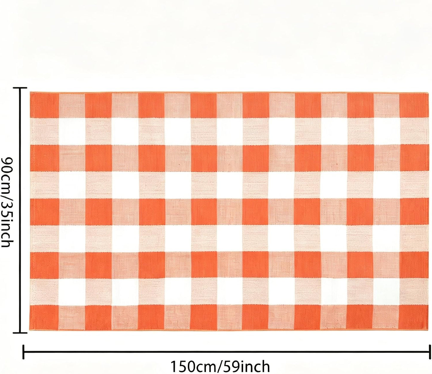 Alfombra cuadros naranja y blanco para exteriores 3x5"
