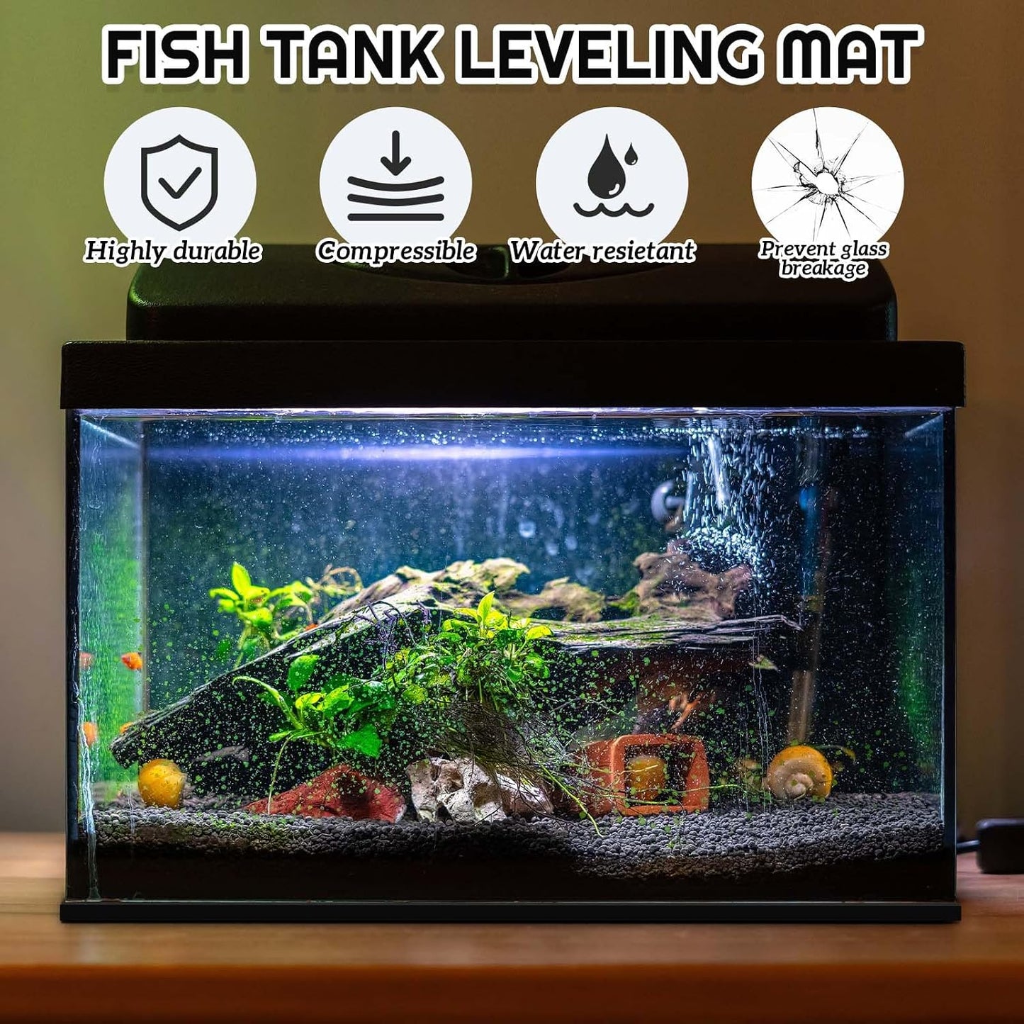 Alfombrilla autonivelante neopreno 24x12pulg tanque peces