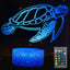 Luz nocturna tortuga 3D 16 colores regulable con control táctil