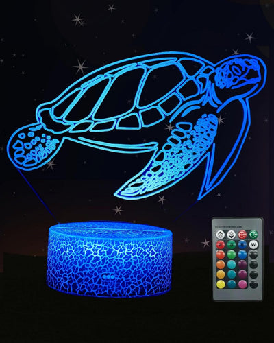 Luz nocturna tortuga 3D 16 colores regulable con control táctil