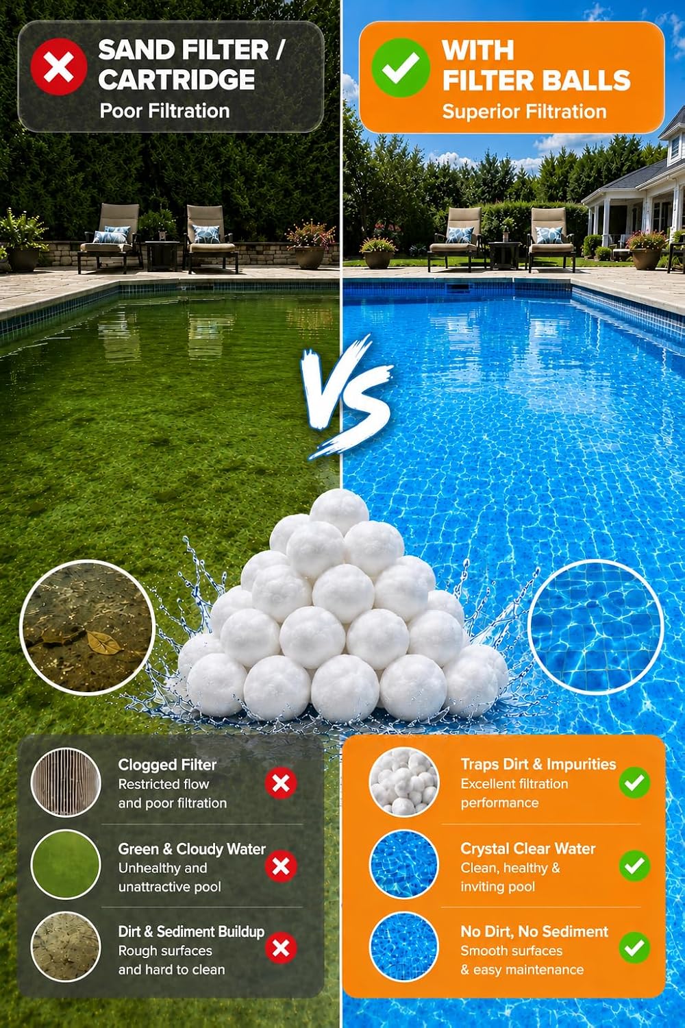 Bolas filtro piscina 1.5lb azul reutiliz.