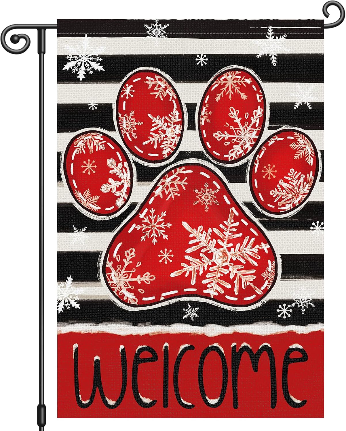 Bandera jardín invierno pata perro 12x18pulg doble cara navidad
