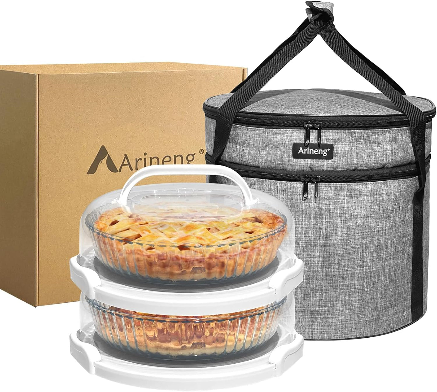 2 Recipientes Tartas con Tapas y Asas Sin BPA
