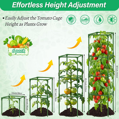 6 Jaulas Tomate 60pulg Soporte Plantas Trepadoras