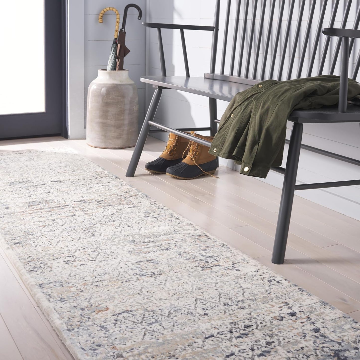 Alfombra pasillo 2'2"x8' crema beige no se desprende