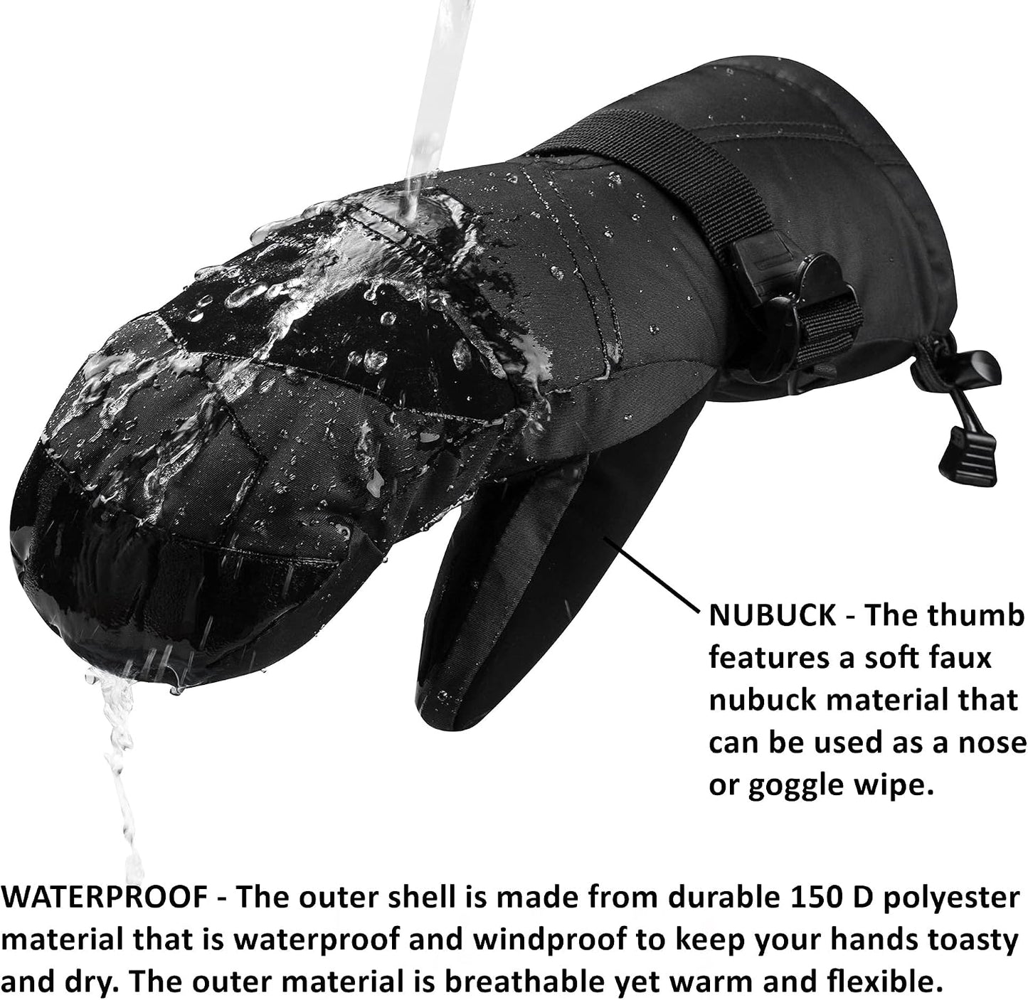 Manoplas esquí impermeables hombre invierno 3M Thinsulate