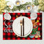 Set 4 Manteles Navidad Buffalo Rojo y Negro 12pulg
