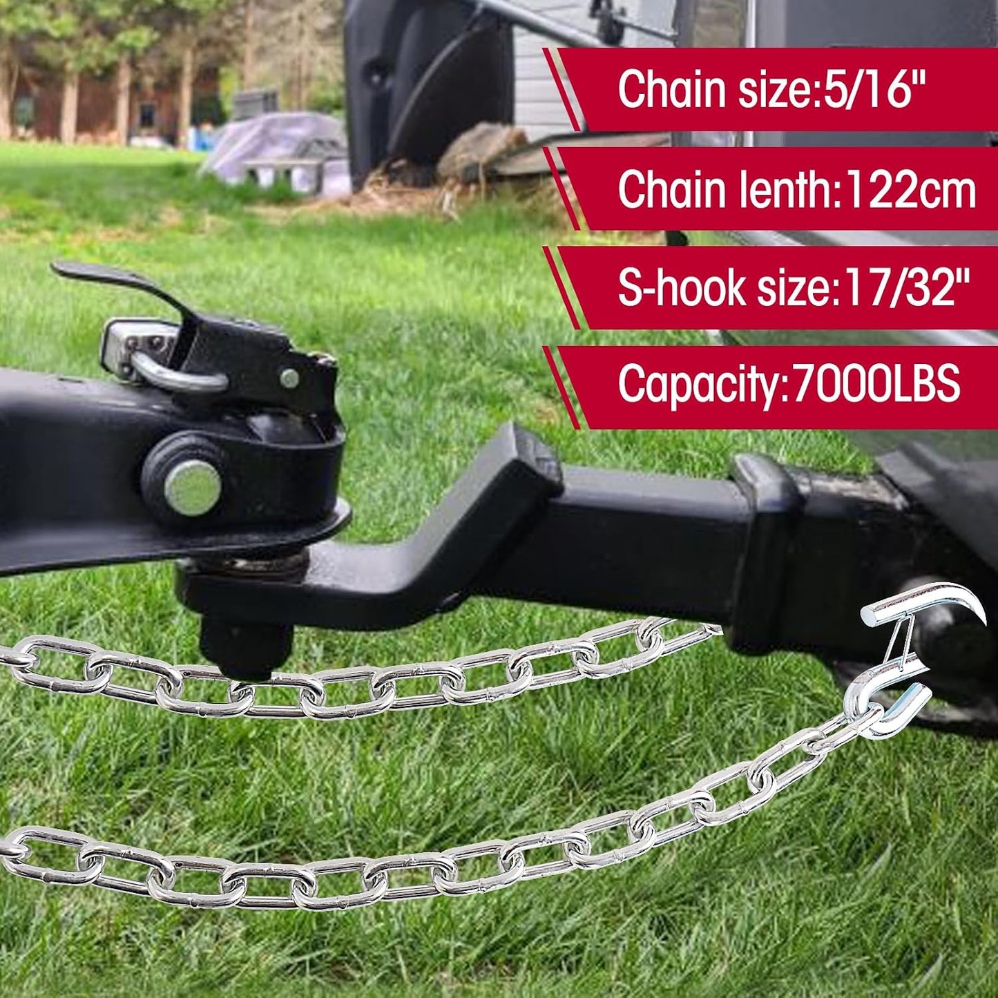 Cadena seguridad remolque 5/16x48" grado 30 2 ganchos