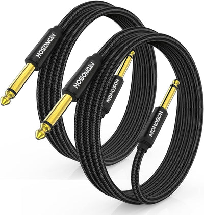 Cable guitarra 1/4pulg 3.3ft pack 2 trenzado blindado enchufe TS