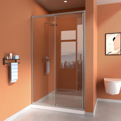 Puerta ducha pivotante vidrio templado 44-48x72pulg níquel