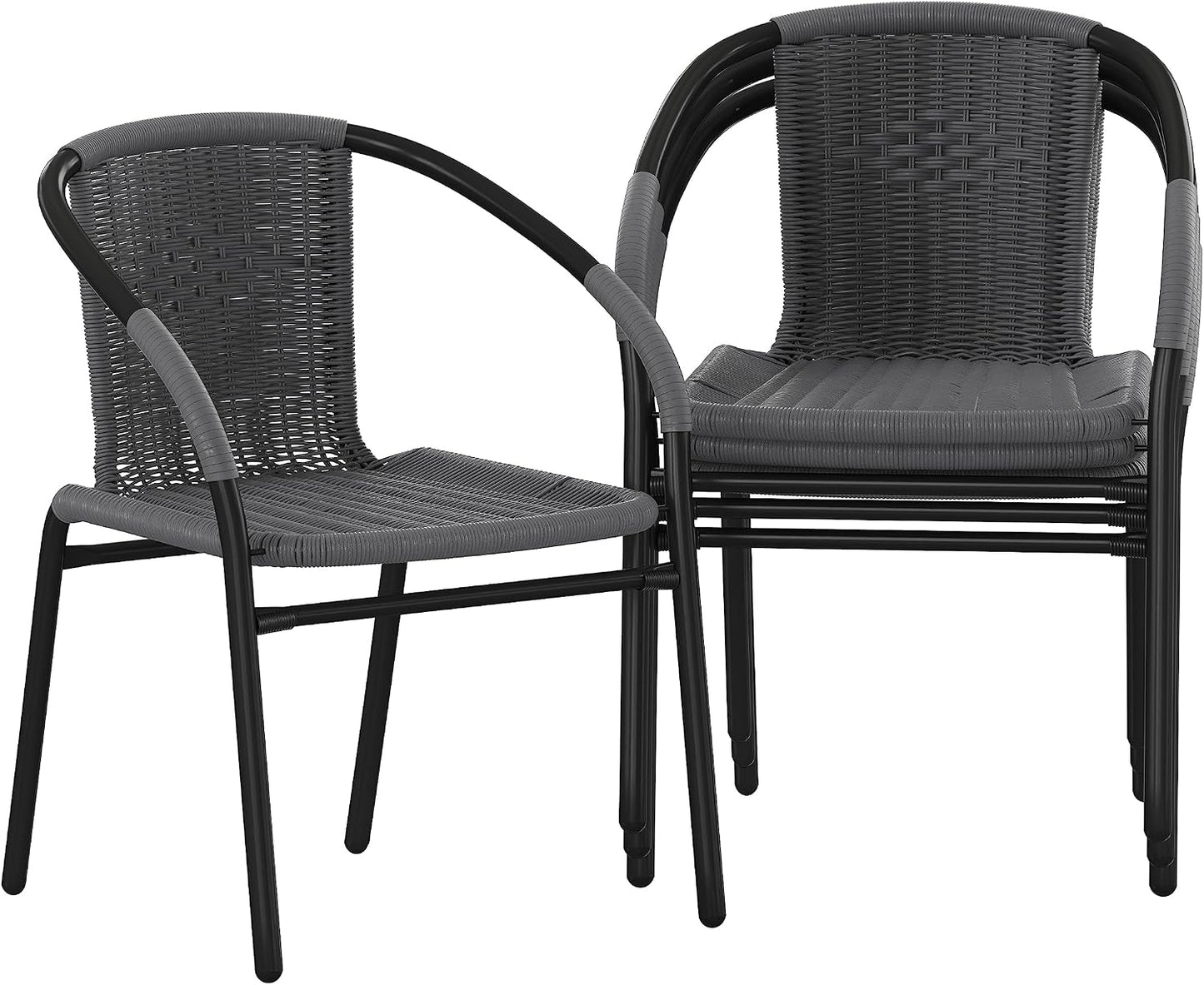 Sillas ratán apilables set 4 gris