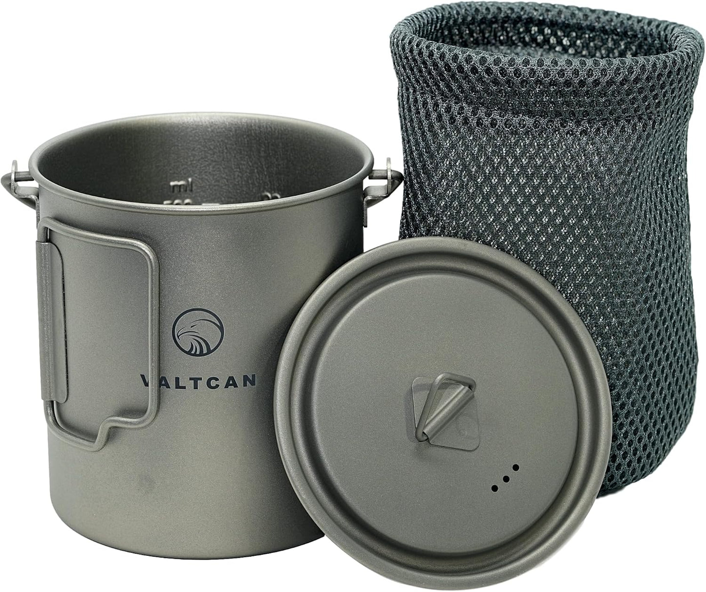 Olla titanio 25.4oz grado 1 tapa ajustada para campamento