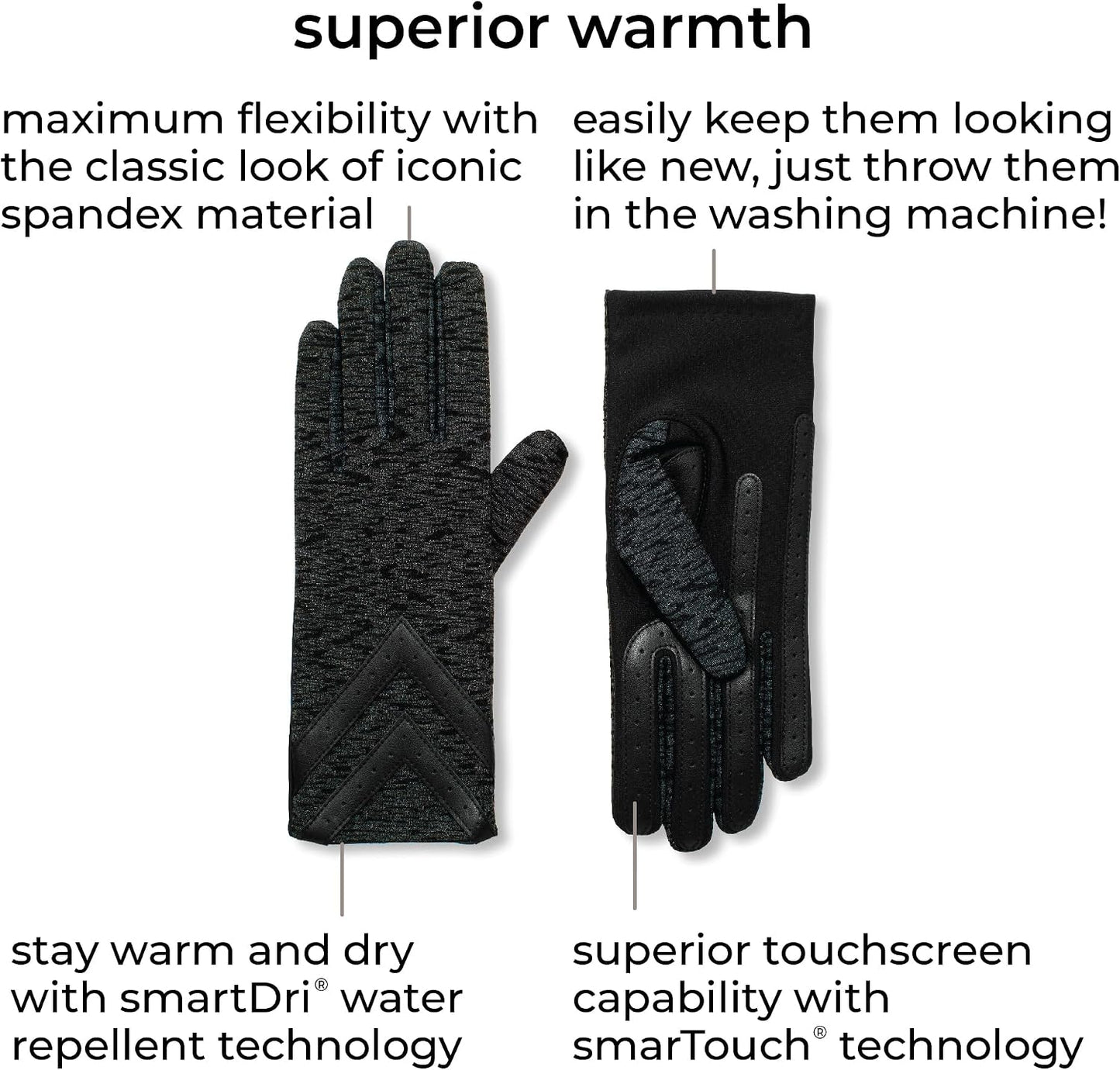 Guantes spandex mujer táctiles frío forro polar chevron