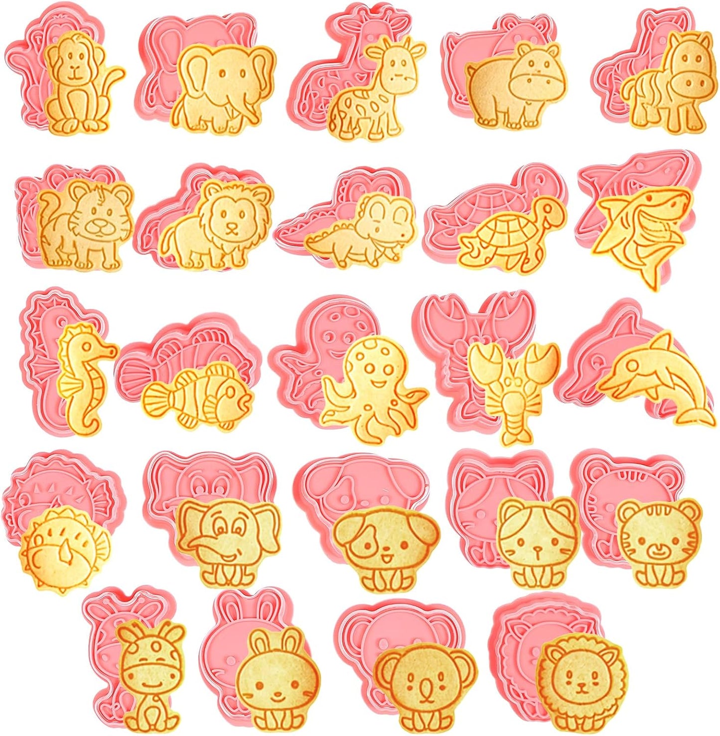 Set 24 Cortadores Galletas Animales 3D Plástico