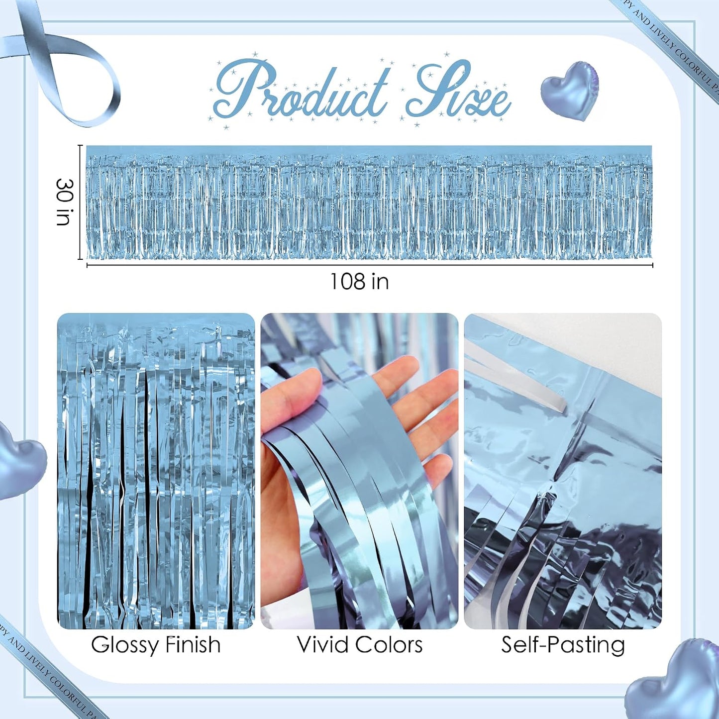 4 Faldas Mesa Azul Claro 29x108pulg Oropel Flecos