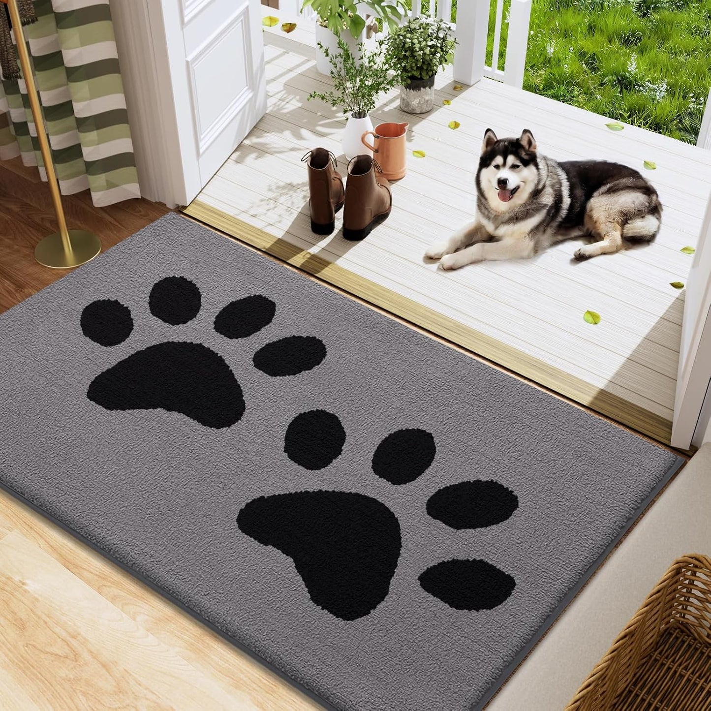Tapete puerta perro antiderrap absorbente lavable