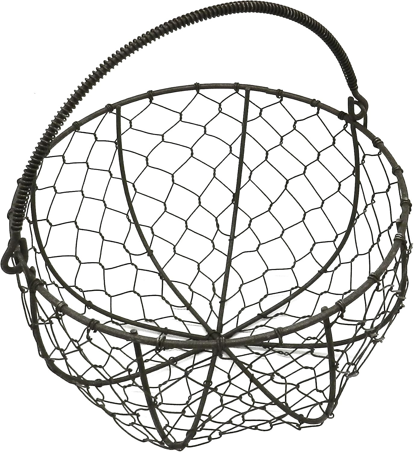 Cesta redonda alambre para huevos oxidado 8x4"