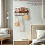 Perchero pared estante 26" 8 ganchos metal nogal retro