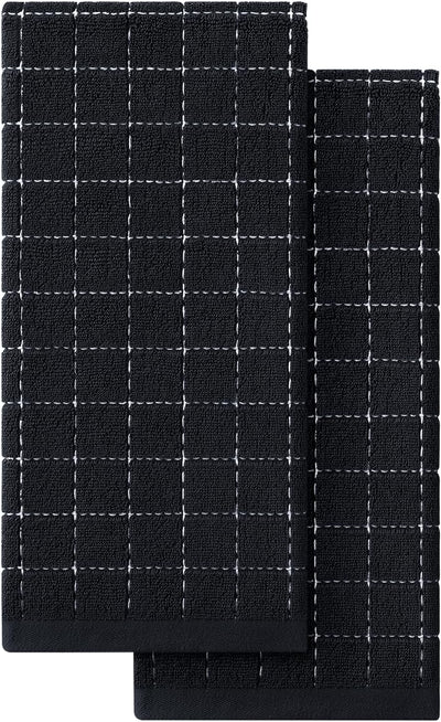 Toallas cocina algodón 13x28pulg cuadros suaves set 2