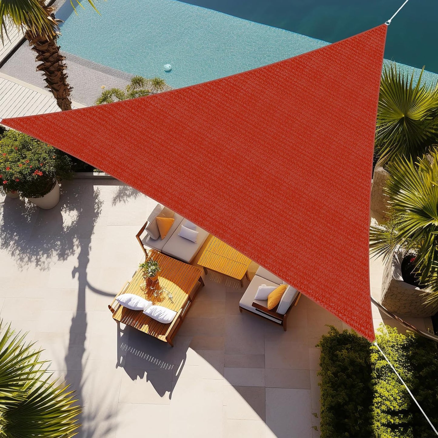 Parasol triangular para jardín y pérgola color rojo